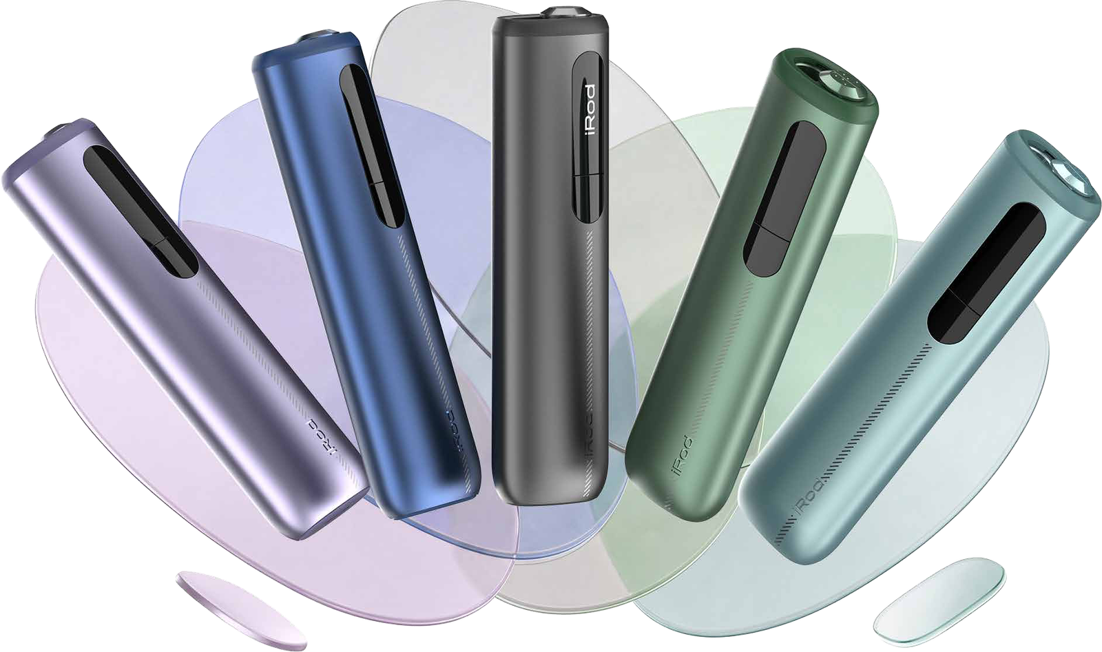 iRod Magic Pro shown in five finishes: Lilac, Midnight Blue, Graphite, Forest Green and Mist Teal